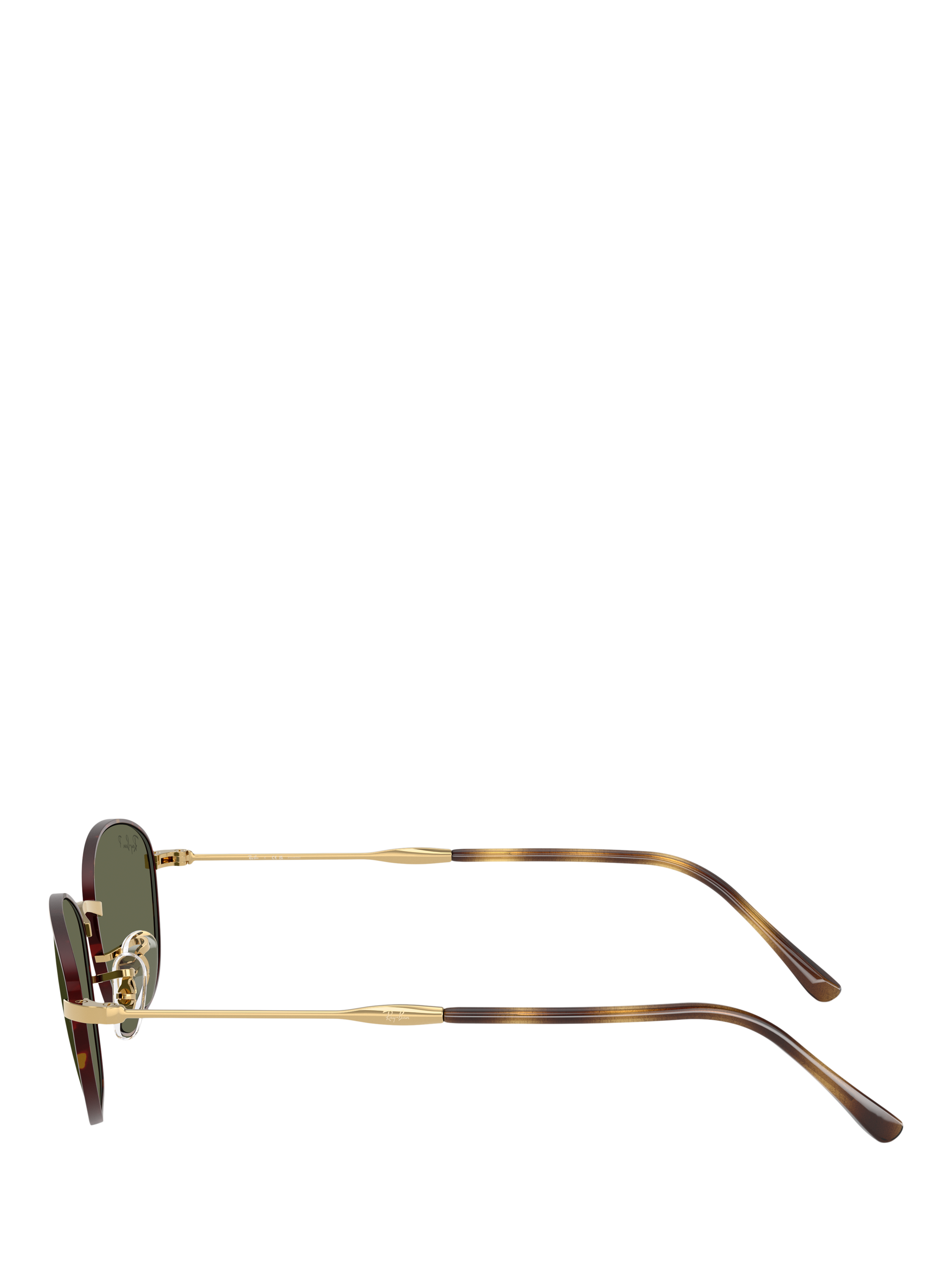 Product image 3 of 6, which shows Ray-Ban RB3749 Women's Polarised Irregular Sunglasses, Havana Gold/Green