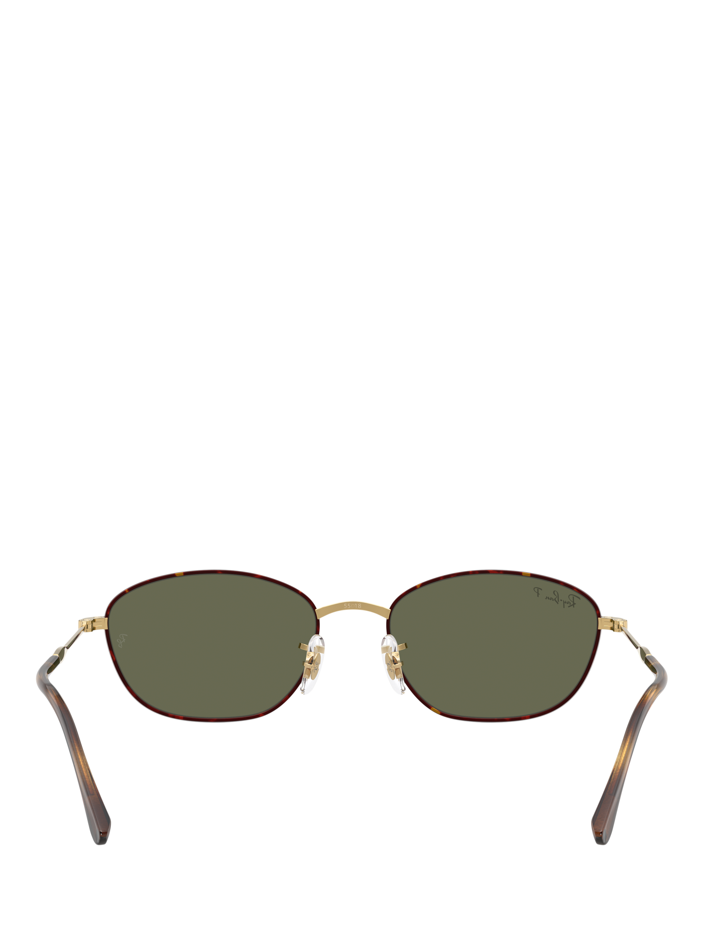 Product image 4 of 6, which shows Ray-Ban RB3749 Women's Polarised Irregular Sunglasses, Havana Gold/Green