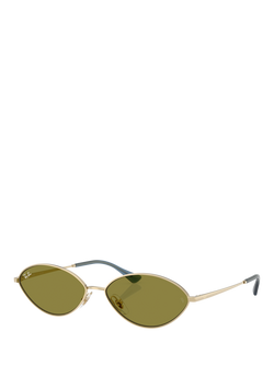 Ray-Ban RB3757 Oval Sunglasses, Gold/Green, Goldgreen