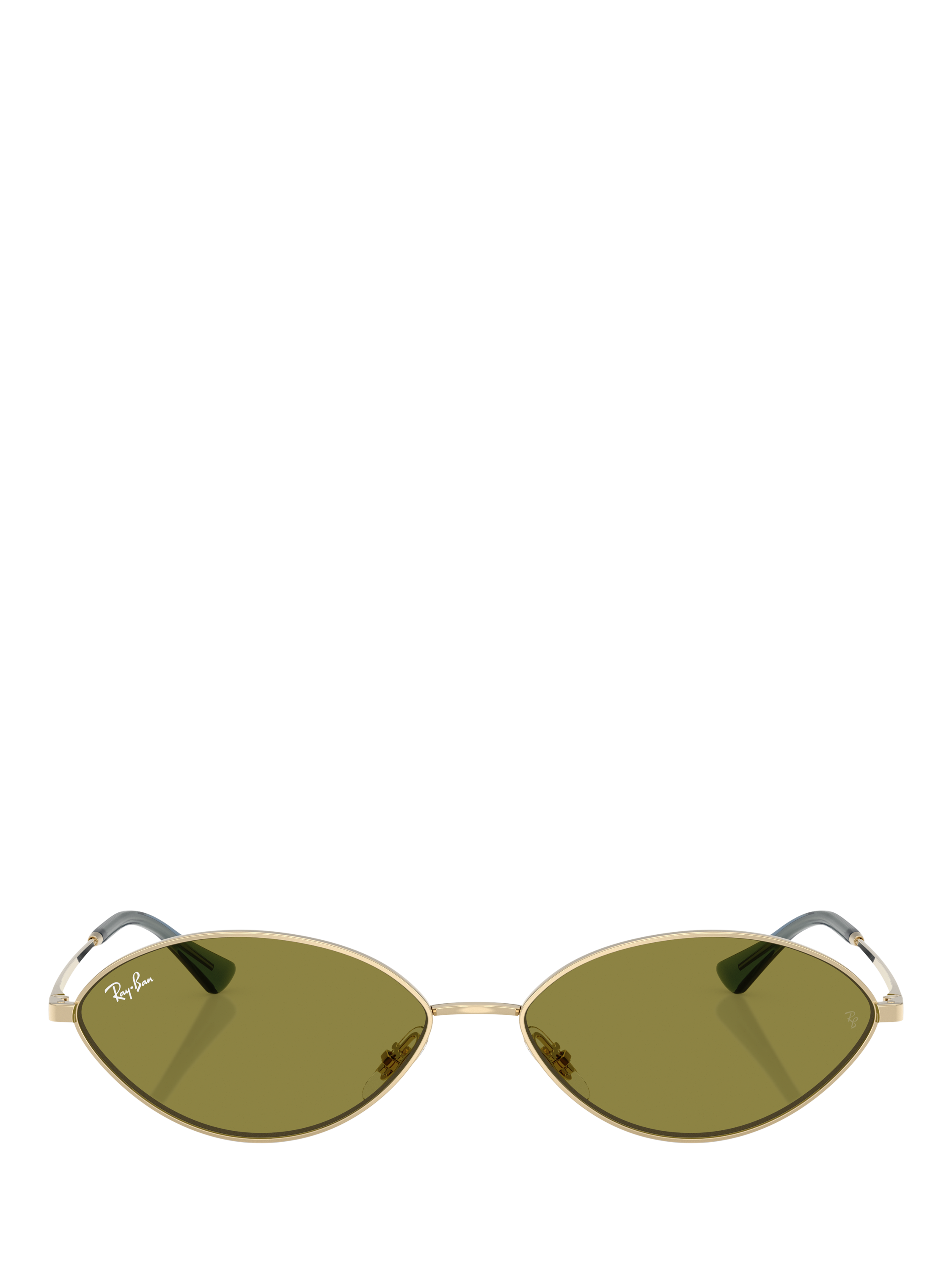 Product image 2 of 6, which shows Ray-Ban RB3757 Oval Sunglasses, Gold/Green