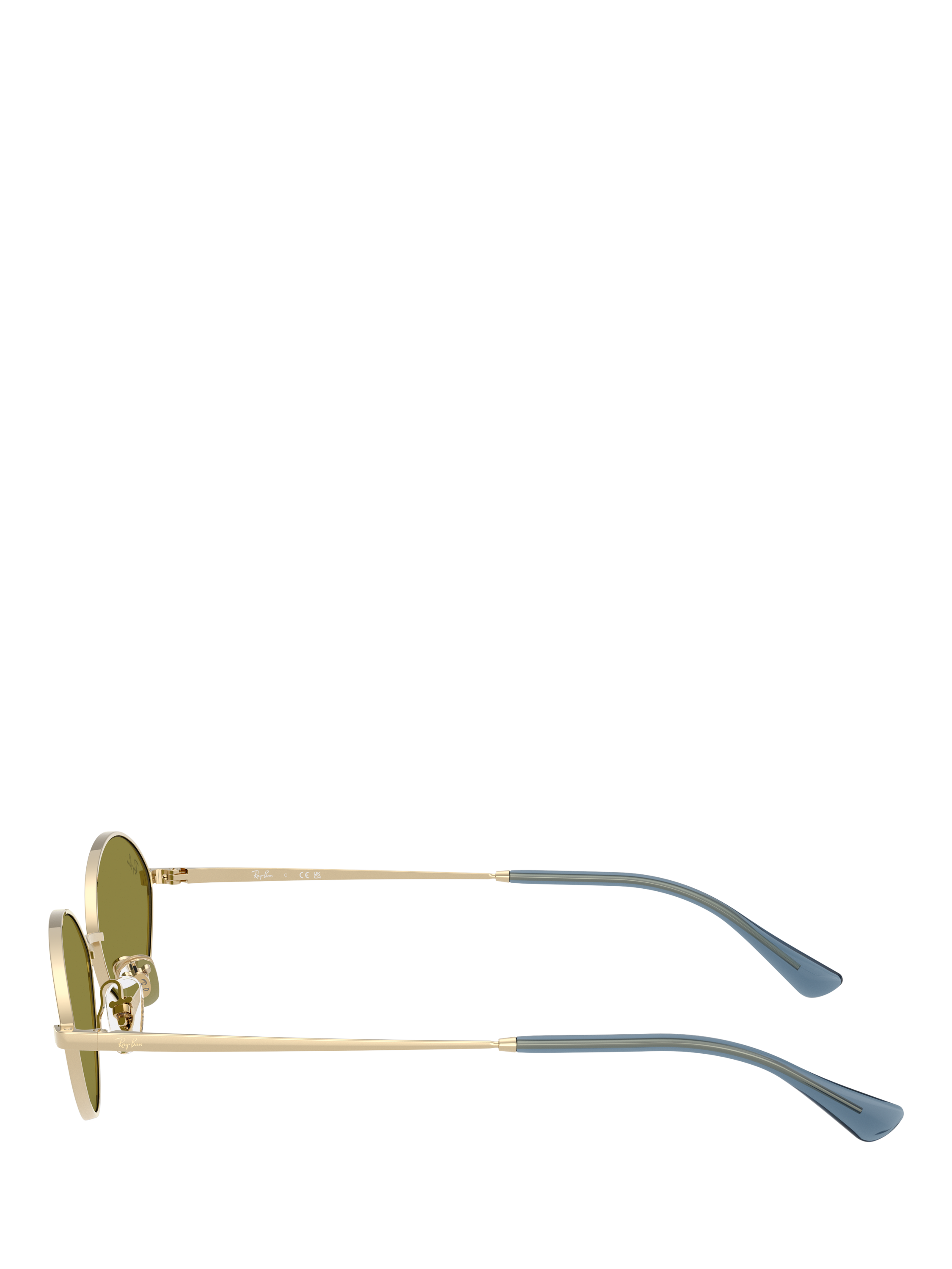Product image 3 of 6, which shows Ray-Ban RB3757 Oval Sunglasses, Gold/Green