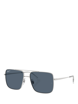 Ray-Ban RB3758 Square Sunglasses, Silver/Grey, Silver/Grey