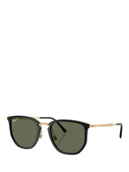 Ray-Ban RB4451 Polarised Irregular Sunglasses, Black/Green, Black/Green