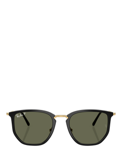 Ray-Ban RB4451 Polarised Irregular Sunglasses, Black/Green - view 2, Black/Green