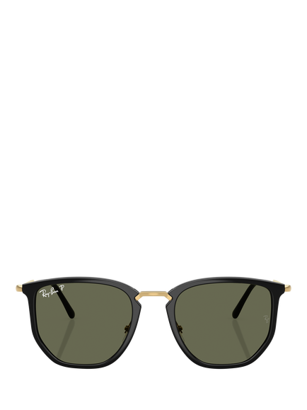 Ray-Ban RB4451 Polarised Irregular Sunglasses, Black/Green - view 2, Black/Green
