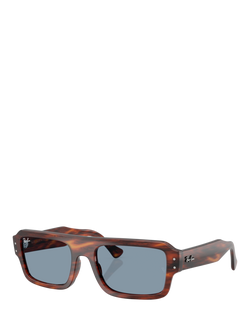 Ray-Ban RB4454 Lukas Rectangular Sunglasses, Havana/Blue, Havana/Blue