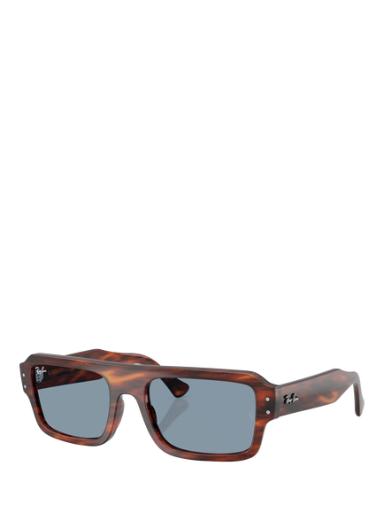 Ray-Ban RB4454 Lukas Rectangular Sunglasses, Havana/Blue, Havana/Blue