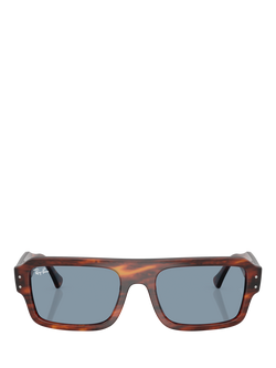 Ray-Ban RB4454 Lukas Rectangular Sunglasses, Havana/Blue - view 2, Havana/Blue