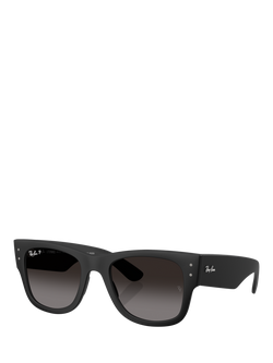 Ray-Ban RB4840S Polarised Square Sunglasses, Black/Black Gradient, Black/Black Gradient