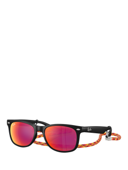 Ray-Ban Junior RJ9052 Square Sunglasses, Black/Orange, Black/Orange