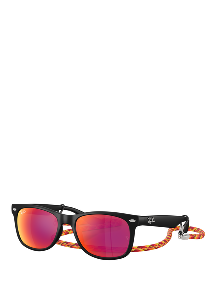 Ray-Ban Junior RJ9052 Square Sunglasses, Black/Orange, Black/Orange