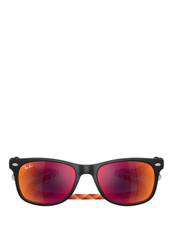Ray-Ban Junior RJ9052 Square Sunglasses, Black/Orange - view 2, Black/Orange