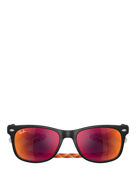 Ray-Ban Junior RJ9052 Square Sunglasses, Black/Orange - view 2, Black/Orange