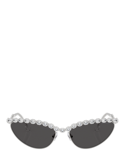 Swarovski SK7030 Women's Cat Eye Sunglasses - view 2, Silver/Grey