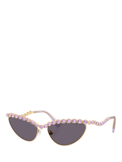 Swarovski SK7030 Women's Cat's Eye Sunglasses, Gold/Grey, Gold/Grey