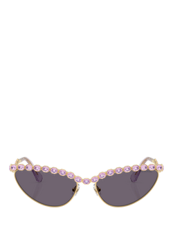 Swarovski SK7030 Women's Cat's Eye Sunglasses, Gold/Grey - view 2, Gold/Grey