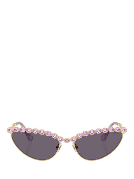 Swarovski SK7030 Women's Cat's Eye Sunglasses, Gold/Grey - view 2, Gold/Grey
