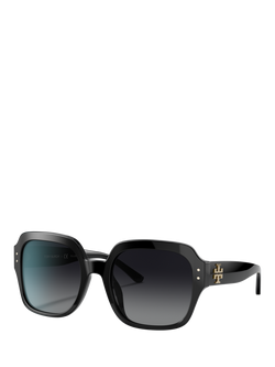 Tory Burch TY7143 Women's Square Sunglasses, Black, Black