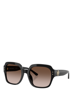 Tory Burch TY7143 Women's Square Sunglasses, Black, Black