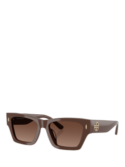 Tory Burch TY7169 Women's Rectangular Polarised Sunglasses, Brown, Brown