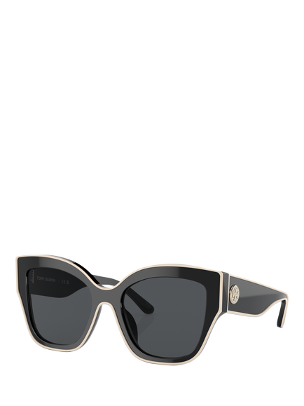 Tory Burch TY7184 Women's Butterfly Sunglasses, Black, Black