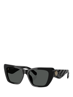 Tory Burch TY7216 Women's Cat Eye Sunglasses, Black, Black