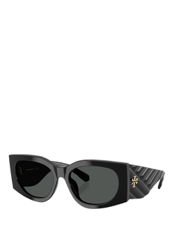 Tory Burch TY7221 Women's Irregular Sunglasses, Black, Black