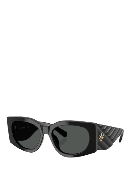 Tory Burch TY7221 Women's Irregular Sunglasses, Black, Black