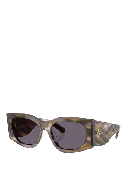 Tory Burch TY7221 Women's Rectangular Sunglasses, Purple/Red, Purple/Red