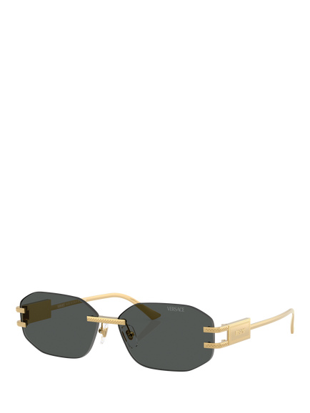 Versace VE22741 Women's Irregular Sunglasses, Gold/Black, Gold/Black