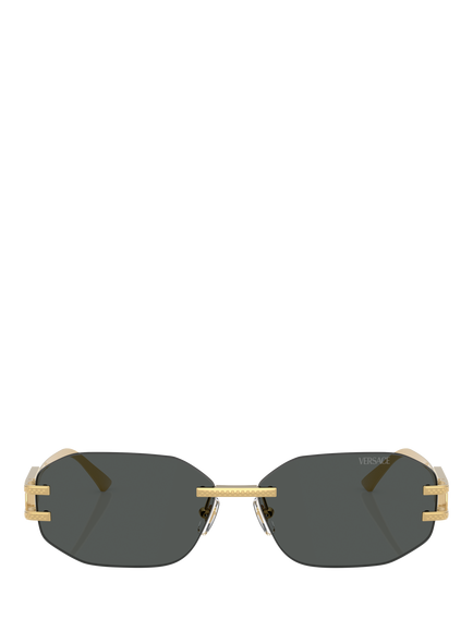 Versace VE22741 Women's Irregular Sunglasses, Gold/Black - view 2, Gold/Black