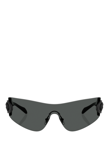 Versace VE2280 Men's Eclipse Wrap Sunglasses, Dark Grey - view 2, Dark Grey
