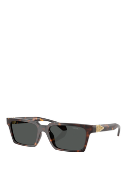Versace VE4490U Men's Rectangular Sunglasses, Havana/Grey, Havana/Grey