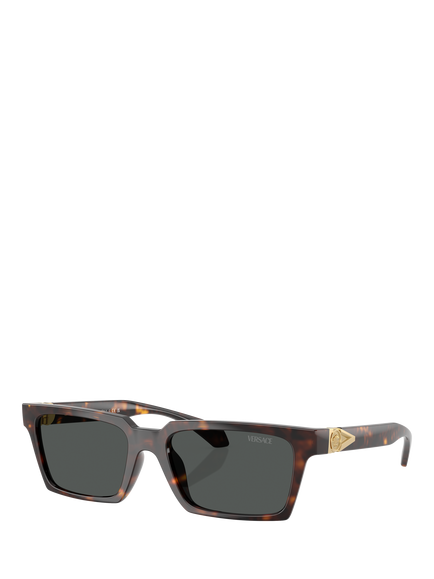 Versace VE4490U Men's Rectangular Sunglasses, Havana/Grey, Havana/Grey