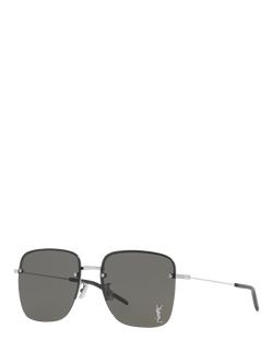 Yves Saint Laurent YS000348 Women's Square Sunglasses, Silver, Silver