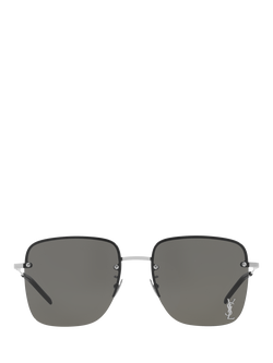 Yves Saint Laurent YS000348 Women's Square Sunglasses, Silver - view 2, Silver
