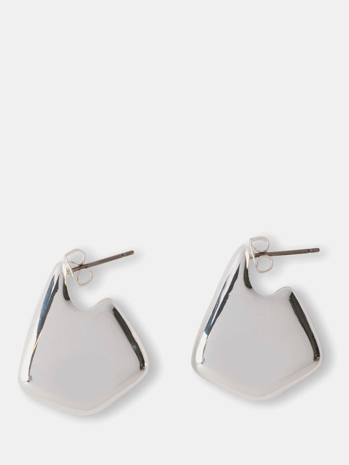 Mint Velvet Flat Fin Shaped Stud Earrings, Silver