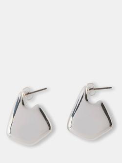 Mint Velvet Flat Fin Shaped Stud Earrings, Silver, Silver