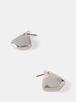 Mint Velvet Flat Fin Shaped Stud Earrings, Silver - view 2, Silver