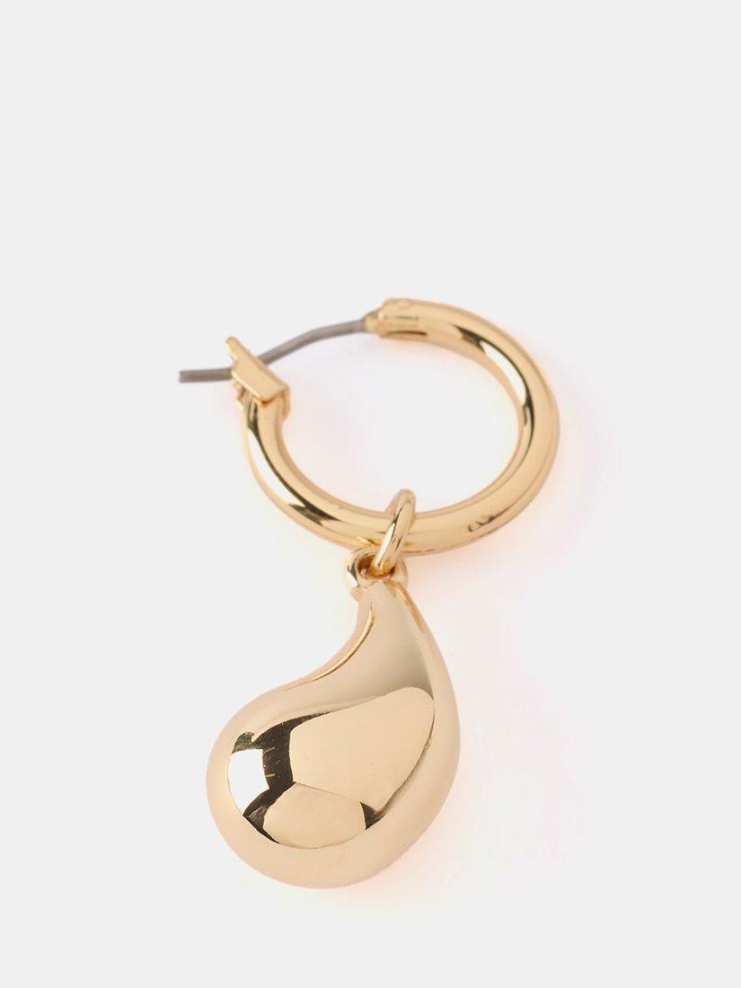 Product image 2 of 3, which shows Mint Velvet Teardrop Hoop Earrings, Gold