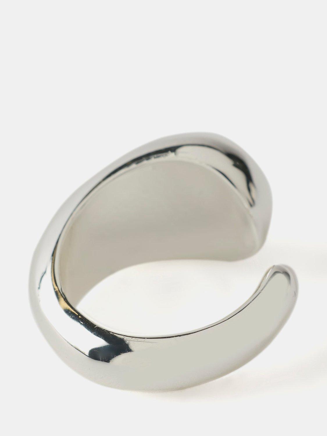 Product image 2 of 3, which shows Mint Velvet Open Teardrop Ring, Silver, S/M