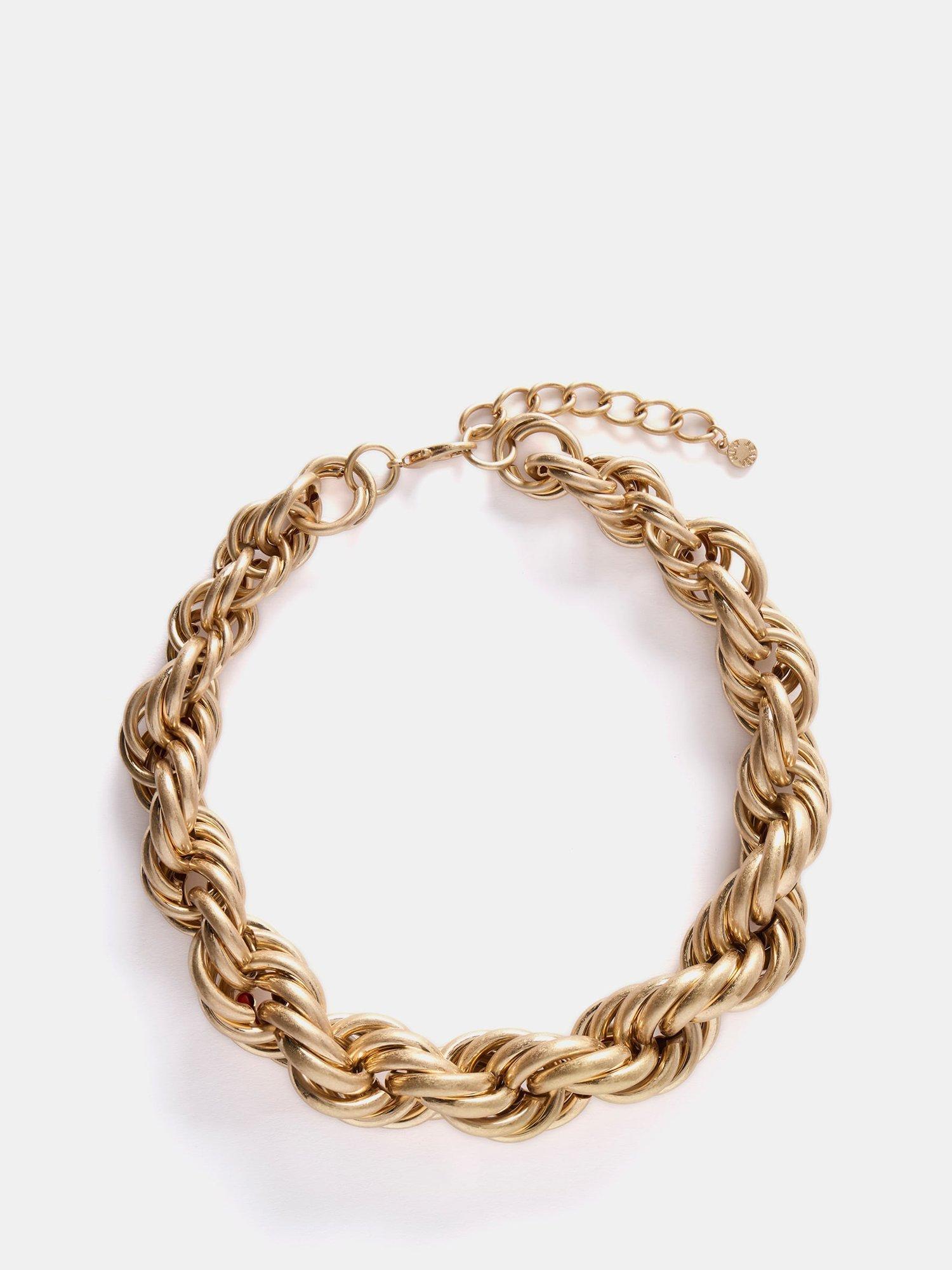 Mint Velvet Twist Statement Necklace, Gold