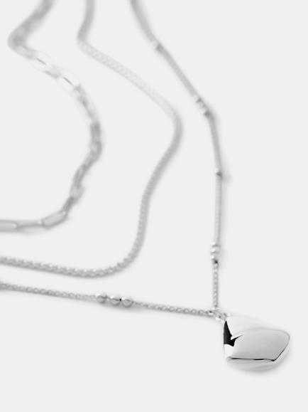 Mint Velvet Hanging Pendant Layered Necklace, Silver - view 2, Silver Silver