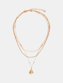 Mint Velvet Hanging Pendant Layered Necklace, Gold, Gold
