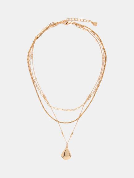 Mint Velvet Hanging Pendant Layered Necklace, Gold, Gold