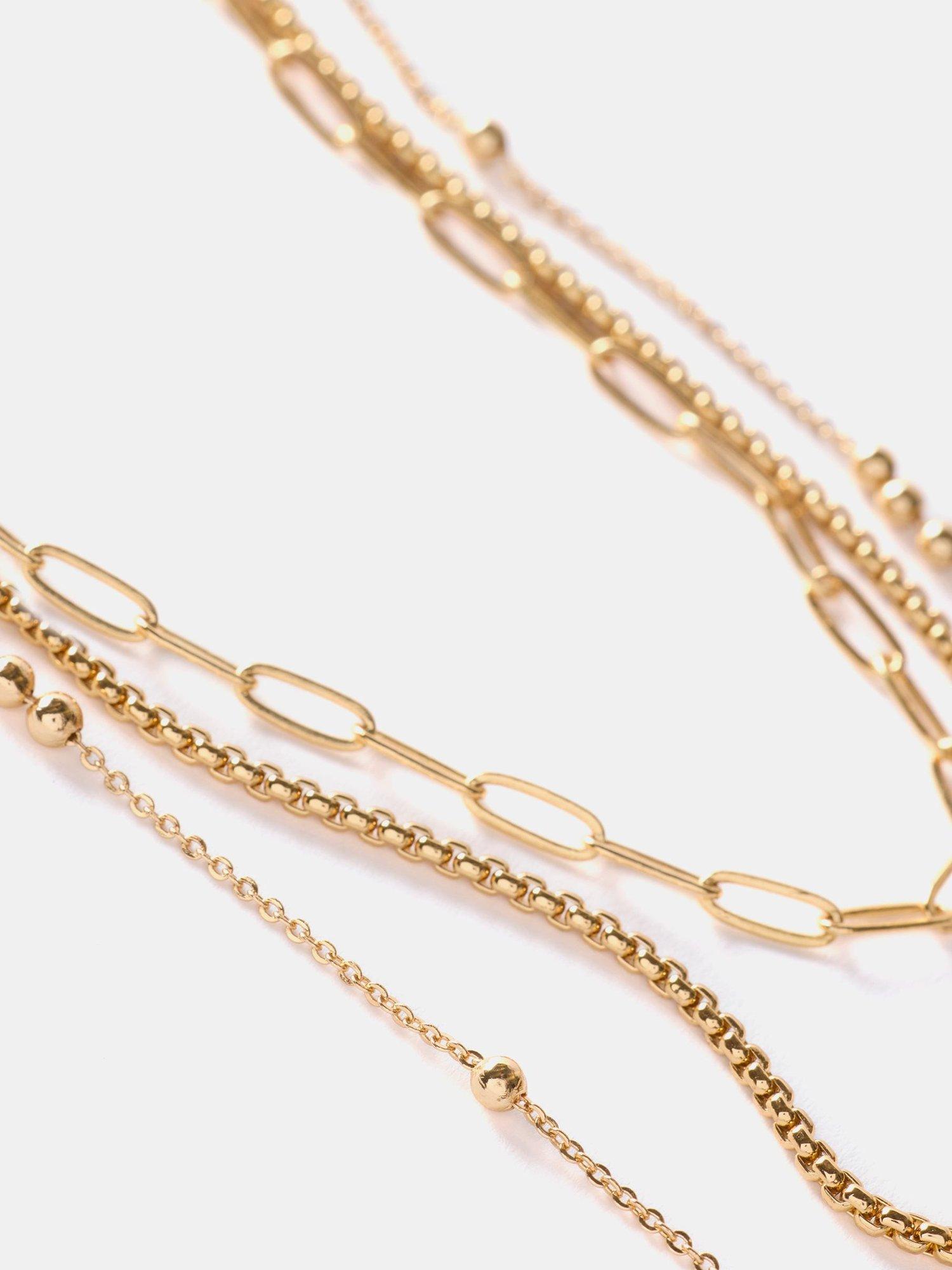 Product image 3 of 3, which shows Mint Velvet Hanging Pendant Layered Necklace, Gold
