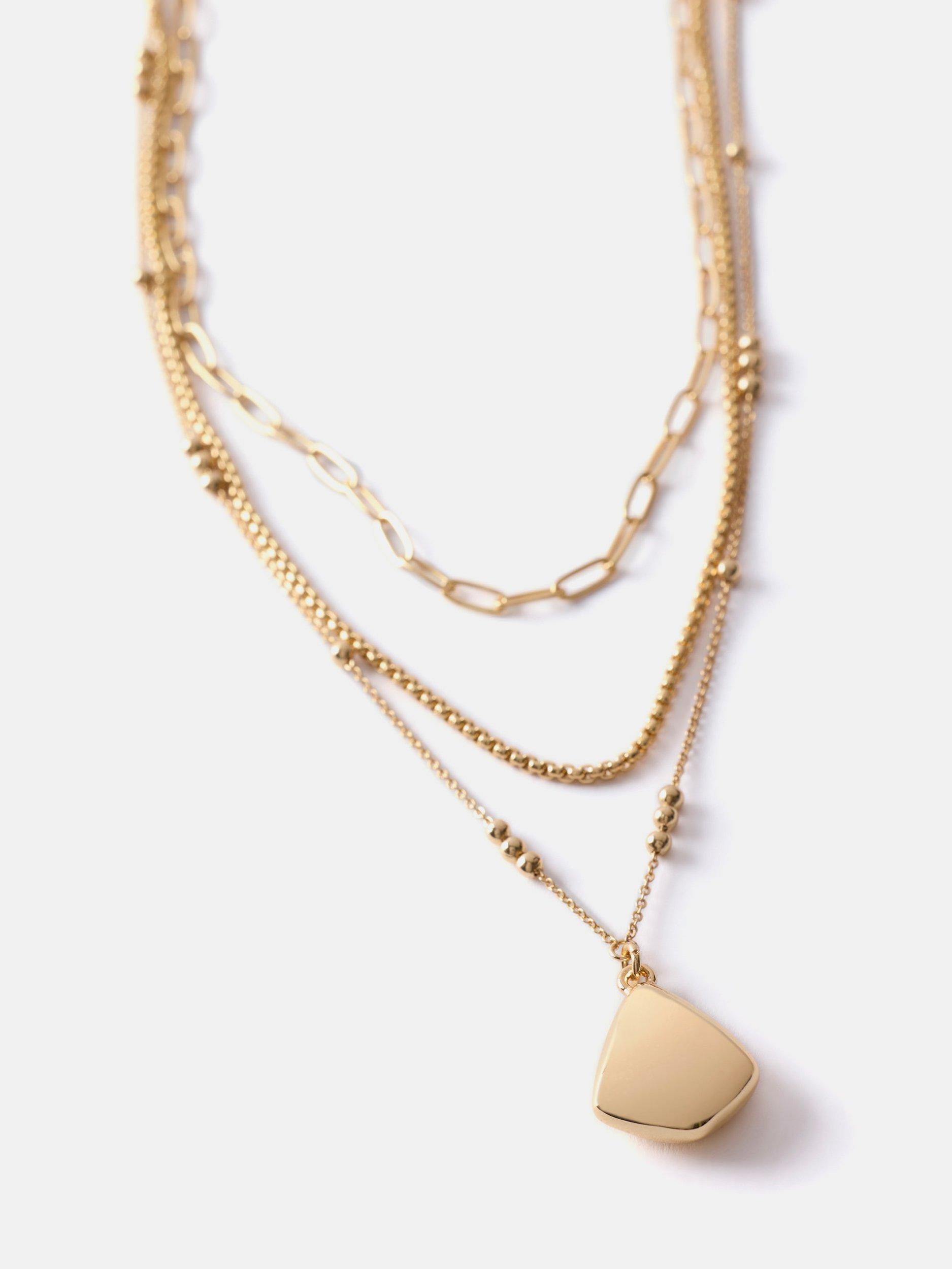 Product image 2 of 3, which shows Mint Velvet Hanging Pendant Layered Necklace, Gold