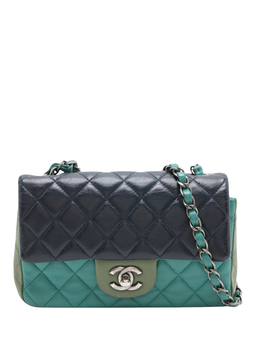 Pre-loved CHANEL 2015 Diamond Quilted Lambskin Mini Shoulder Bag, Blue/Multi