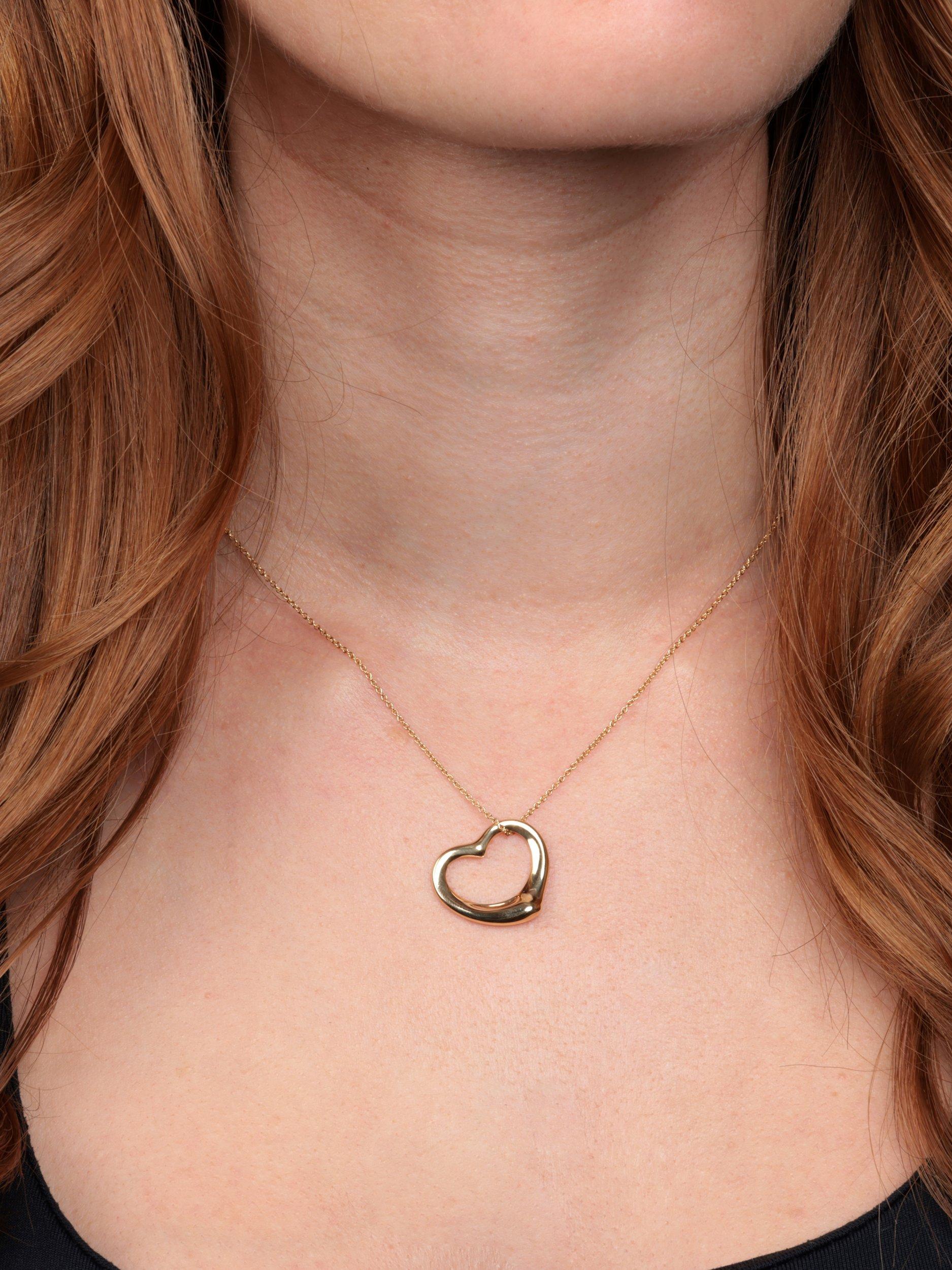 Product image 2 of 5, which shows Pre-loved Tiffany & Co. Elsa Peretti 18ct Yellow Gold Open Heart Pendant Necklace, 22mm, Yellow Gold