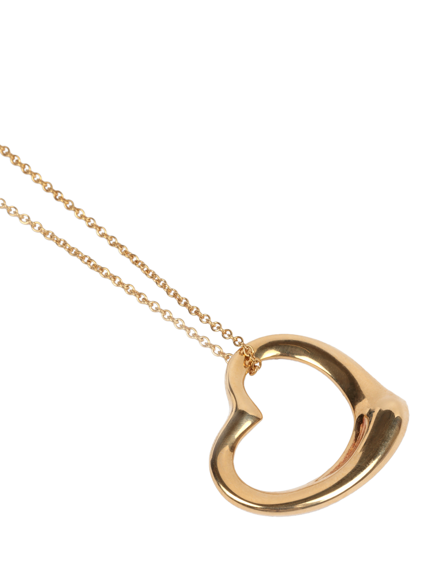 Product image 3 of 5, which shows Pre-loved Tiffany & Co. Elsa Peretti 18ct Yellow Gold Open Heart Pendant Necklace, 22mm, Yellow Gold